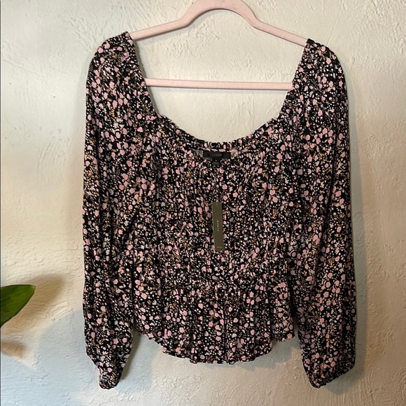 J Crew NWT Floral Black and Pink Women's Top - Picture 1 of 5